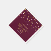 Gold & Burgund Red Chic Confetti Rentierung Serviette (Ecke)