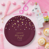Gold & Burgund Red Chic Confetti Retirement Party Pappteller (Party)