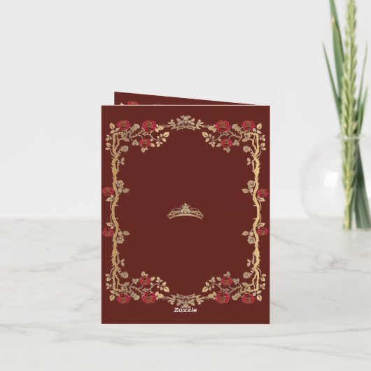 Gold Burgund und Gold Quinceñera Einladung (Rückseite)