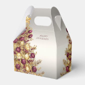 Gold Burgund Weihnachtsbaum Geschenkboxen Geschenkschachtel (Rückseite)