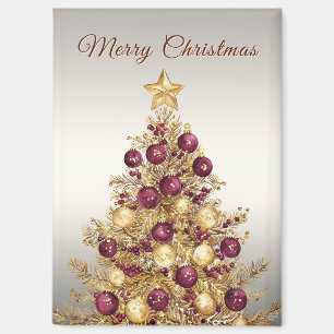 Gold Burgund Weihnachtsbaum Holiday Magnet