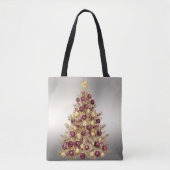 Gold Burgund Weihnachtsbaum Holiday Tote Bag Tasche (Vorderseite)