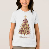 Gold Burgund Weihnachtsbaum T - Shirt (Vorderseite)