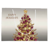 Gold Burgund Weihnachtsbaum Weihnachtsgeschenk-Tas Große Geschenktüte (Rückseite)