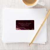 Gold Burgundy Agate Wedding Adressaufkleber (Insitu)