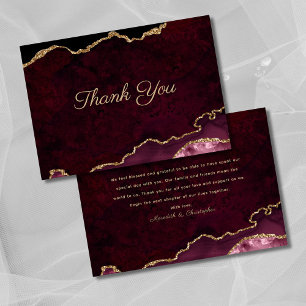 Gold Burgundy Agate Wedding Dankeskarte