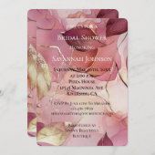 Gold Burgundy Blush Blätter Romantisches Brautpart Einladung (Vorne/Hinten)