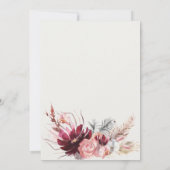 Gold Burgundy Blush Pampas Grass Wedding Dankeskarte (Rückseite)