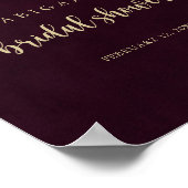 Gold Burgundy Calligraphy Brautparty Willkommen Poster (Ecke)