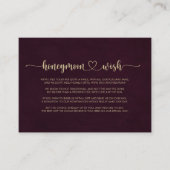 Gold Burgundy Calligraphy Honeymoon Wish Begleitkarte (Vorderseite)