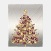 Gold Burgundy Christmas Tree Fleece Blanket (Vorderseite)