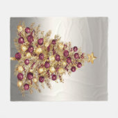 Gold Burgundy Christmas Tree Fleece Blanket (Vorderseite (Horizontal))