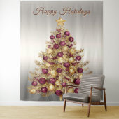 Gold Burgundy Christmas Tree Holiday Backdrop Wandteppich (Beispiel)