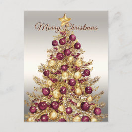 Gold Burgundy Christmas Tree Holiday Postkarte