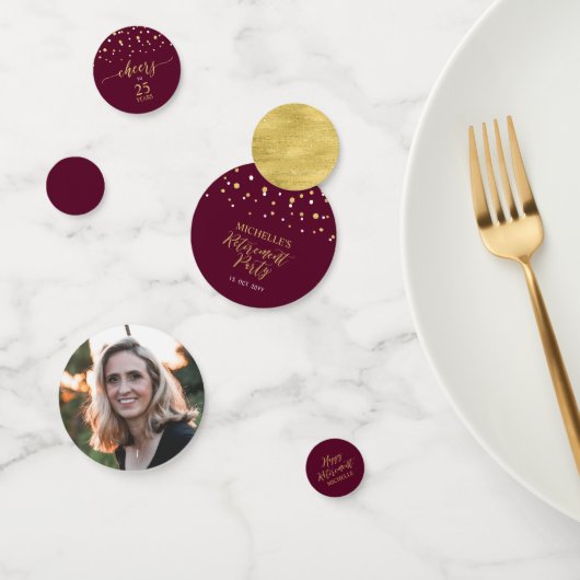 Gold & Burgundy Confetti Modern Retirement Party Konfetti (Gruppe)