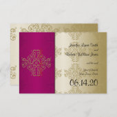 Gold Burgundy Damask Posh Wedding Save the Date (Vorne/Hinten)