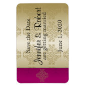 Gold Burgundy Damask Posh Wedding Save the Date Magnet (Vertikal)