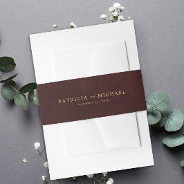 Gold burgundy elegant wedding invitation einladungsbanderole