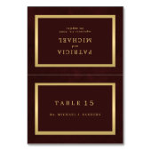 Gold burgundy guest name wedding place card tischnummer (Vorderseite)