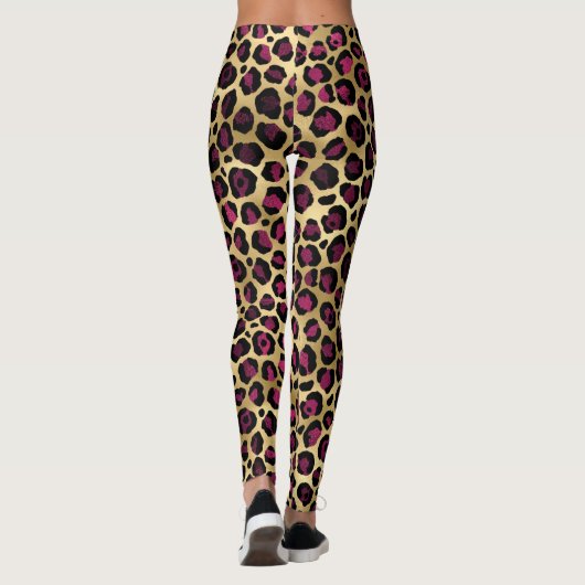 Gold Burgundy Leopard Leggings (Rückseite)