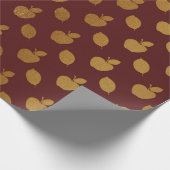 Gold Burgundy Maroon Metallic Apfelfrucht Foil Geschenkpapier (Ecke)