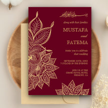 Gold Burgundy Mehendi Henna Islamische Hochzeit