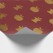 Gold Burgundy Metallic Apfelfrucht Crimson Scrap Geschenkpapier (Ecke)