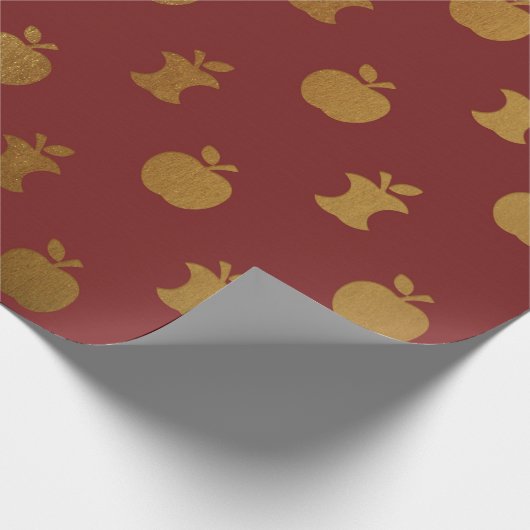 Gold Burgundy Metallic Apfelfrucht Crimson Scrap Geschenkpapier (Ecke)
