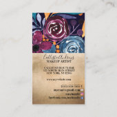 Gold Burgundy Navy Mustard Watercolor Blume Visitenkarte (Rückseite)