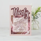 Gold Burgundy Pink Marble Fluid 30. Geburtstag Einladung (Stehend Vorderseite)