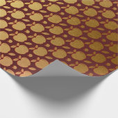 Gold Burgundy Red Wine Metallic Apple Bordeaux Geschenkpapier (Ecke)