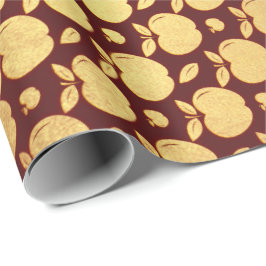 Gold Burgundy Red Wine Metallic Apple Bordeaux Geschenkpapier