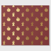 Gold Burgundy Red Wine Metallic Apple Bordeaux Geschenkpapier (Flach)