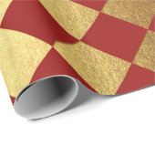 Gold Burgundy Red Wine Metallic Square Chessboard Geschenkpapier (Rolleneckpunkt)