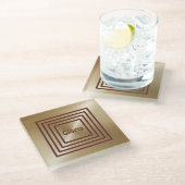 Gold Burgundy Square Glass Untersetzer (Schrägansicht)