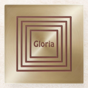 Gold Burgundy Square Glass Untersetzer