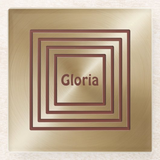 Gold Burgundy Square Glass Untersetzer (Vorderseite)