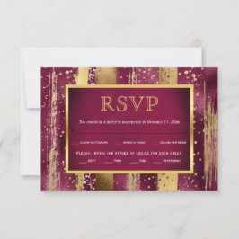 Gold, burgundy Strikes, Konfetti Hochzeit RSVP Kar Karte