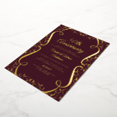 Gold Burgundy Swirl 50. Hochzeitstag Folieneinladung (Gedreht)