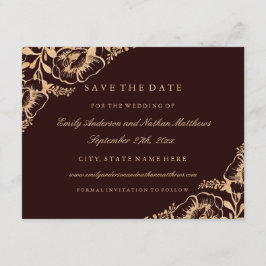 Gold Burgundy Vintage Blumenhochzeit rettet das Da Save The Date
