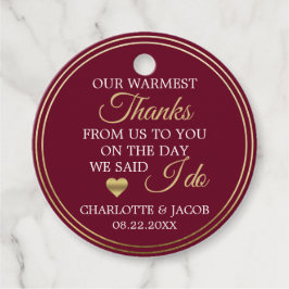 GOLD Burgundy Wedding Heart Herzlichen herzlichen  Geschenkanhänger