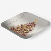 Gold Burgundy Weihnachtsbaum Weihnachtspapier Plat Pappteller (Gewinkelt)