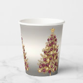 Gold Burgundy Weihnachtsbaum Weihnachtszeitung Cup Pappbecher (Rückseite)