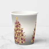Gold Burgundy Weihnachtsbaum Weihnachtszeitung Cup Pappbecher (Vorderseite)