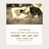 Gold Burlap Heart, Foto Save the Date Karte (Innenseite Aufgefaltet)