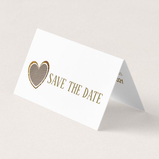 Gold Burlap Heart, Foto Save the Date Karte (Vorderseite)