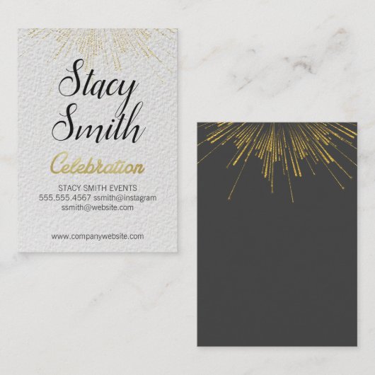Gold Burst Celebration Event Plane Visitenkarte (Vorne/Hinten)