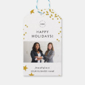 Gold Business Christmas Logos und Team Foto Compan Geschenkanhänger (Rückseite)