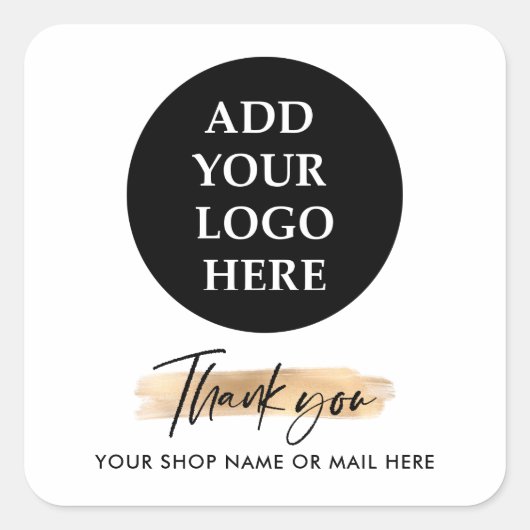 Gold-Business DANK SIE HABEN LETTERING UND LOGO v2 Quadratischer Aufkleber (Vorderseite)