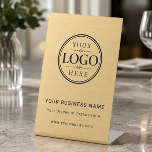 Gold Business Firmenlogo Tischdisplay Sockelschild